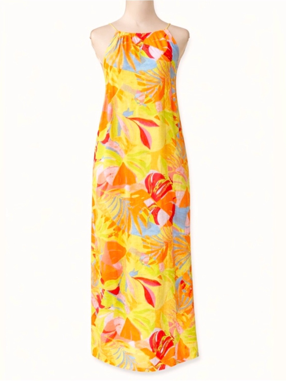 New C&C California linen blend tropical halter dress / swim cover-up - Picture 4 of 7